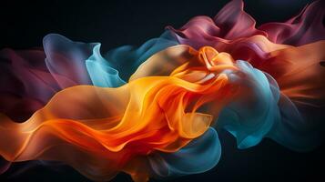abstract colorful smoke on black background generative ai photo
