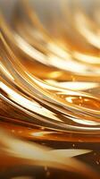 abstract golden waves on a black background generative ai photo