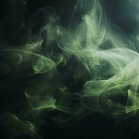 abstract green smoke on black background generative ai photo