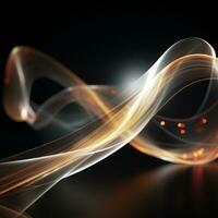 abstract light waves on a black background generative ai photo