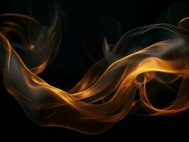 abstract orange and yellow smoke on a black background generative ai photo