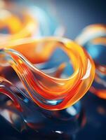 abstract orange and blue swirls on a dark background generative ai photo