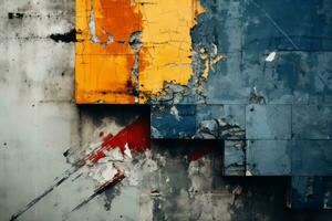 abstract grunge texture background with orange blue and yellow paint generative ai photo