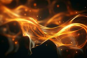 abstract orange flames on a black background generative ai photo