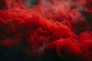 abstract red smoke on black background generative ai photo