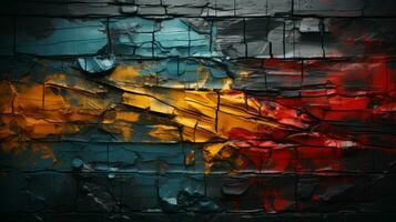 abstract grunge texture background with red yellow and blue paint generative ai photo
