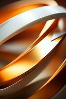 abstract orange and white curved lines on a black background generative ai photo