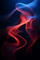 abstract red and blue smoke on a black background generative ai photo