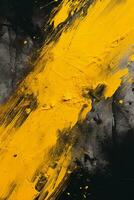 abstract painting with yellow and black paint on a black background generative ai photo