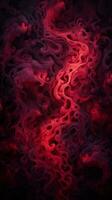 abstract red and black swirls on a dark background generative ai photo