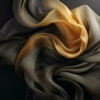an abstract image of a black and gold fabric generative ai photo