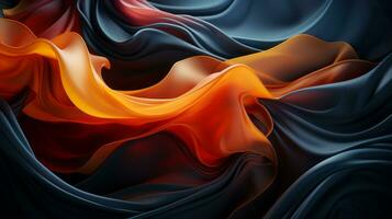 an abstract image of a black and orange fabric generative ai photo