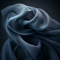 an abstract image of a blue cloth on a black background generative ai photo