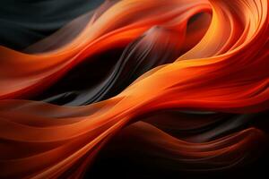 an abstract image of a black and orange wave generative ai photo