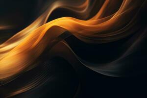 an abstract image of a black and orange wave generative ai photo