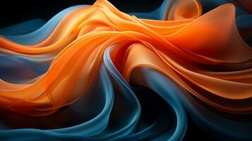 an abstract image of a blue and orange fabric generative ai photo