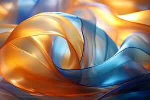 an abstract image of a blue and orange fabric generative ai photo