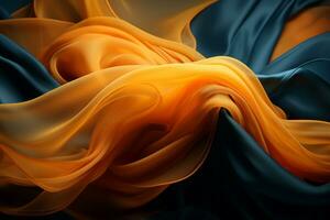 an abstract image of a blue and orange fabric generative ai photo