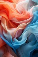 an abstract image of a blue red and orange fabric generative ai photo