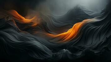 an abstract image of a mountain with orange flames coming out of it generative ai photo