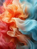 an abstract image of a red orange and blue fabric generative ai photo