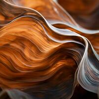 an abstract image of a wave of brown and orange waves generative ai photo