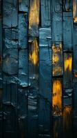 an abstract image of a wooden wall with blue and yellow paint generative ai photo