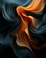 an abstract image of an orange and black swirl generative ai photo