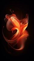 an abstract image of an orange flame on a black background generative ai photo