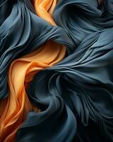 an abstract image of black and orange fabric generative ai photo