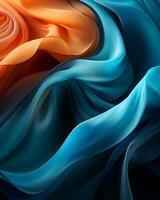 an abstract image of blue and orange fabric generative ai photo