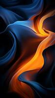 an abstract image of blue and orange flames on a black background generative ai photo
