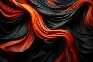 an abstract image of black and red fabric generative ai photo