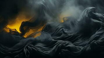 an abstract image of black and yellow smoke generative ai photo