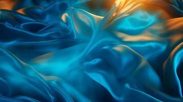 an abstract image of blue and orange fabric generative ai photo