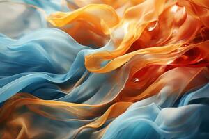 an abstract image of blue orange and red fabric generative ai photo