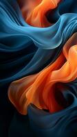 an abstract image of blue orange and black fabric generative ai photo