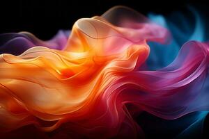 an abstract image of colorful waves on a black background generative ai photo