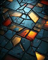 an abstract image of broken glass with orange yellow and black colors generative ai photo