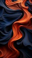 an abstract image of blue orange and black waves generative ai photo
