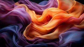 an abstract image of colorful fabric on a black background generative ai photo