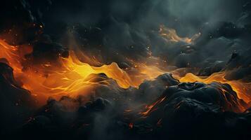 an abstract image of fire and smoke on a black background generative ai photo