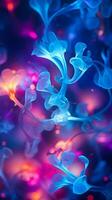 an abstract image of colorful flowers on a dark background generative ai photo