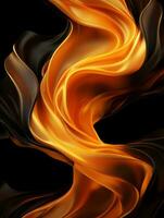 an abstract image of flames on a black background generative ai photo