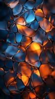 an abstract image of glass with orange and blue lights generative ai photo