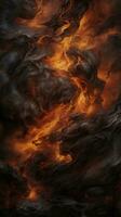 an abstract image of flames and smoke on a black background generative ai photo