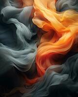 an abstract image of orange and black fabric generative ai photo