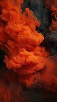 an abstract image of orange and black ink on a black background generative ai photo