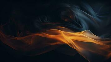 an abstract image of orange and black smoke on a black background generative ai photo