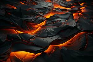 un resumen imagen de lava y fuego en un negro antecedentes generativo ai foto